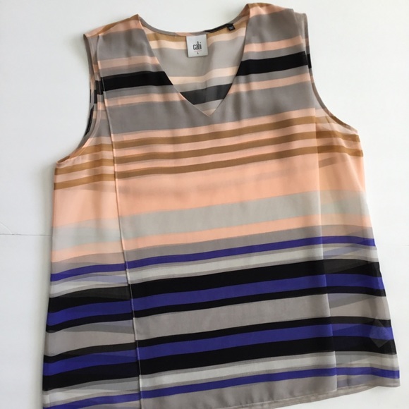 CAbi “Underline” Blouse Semi-Sheer Striped Size L - Picture 2 of 11